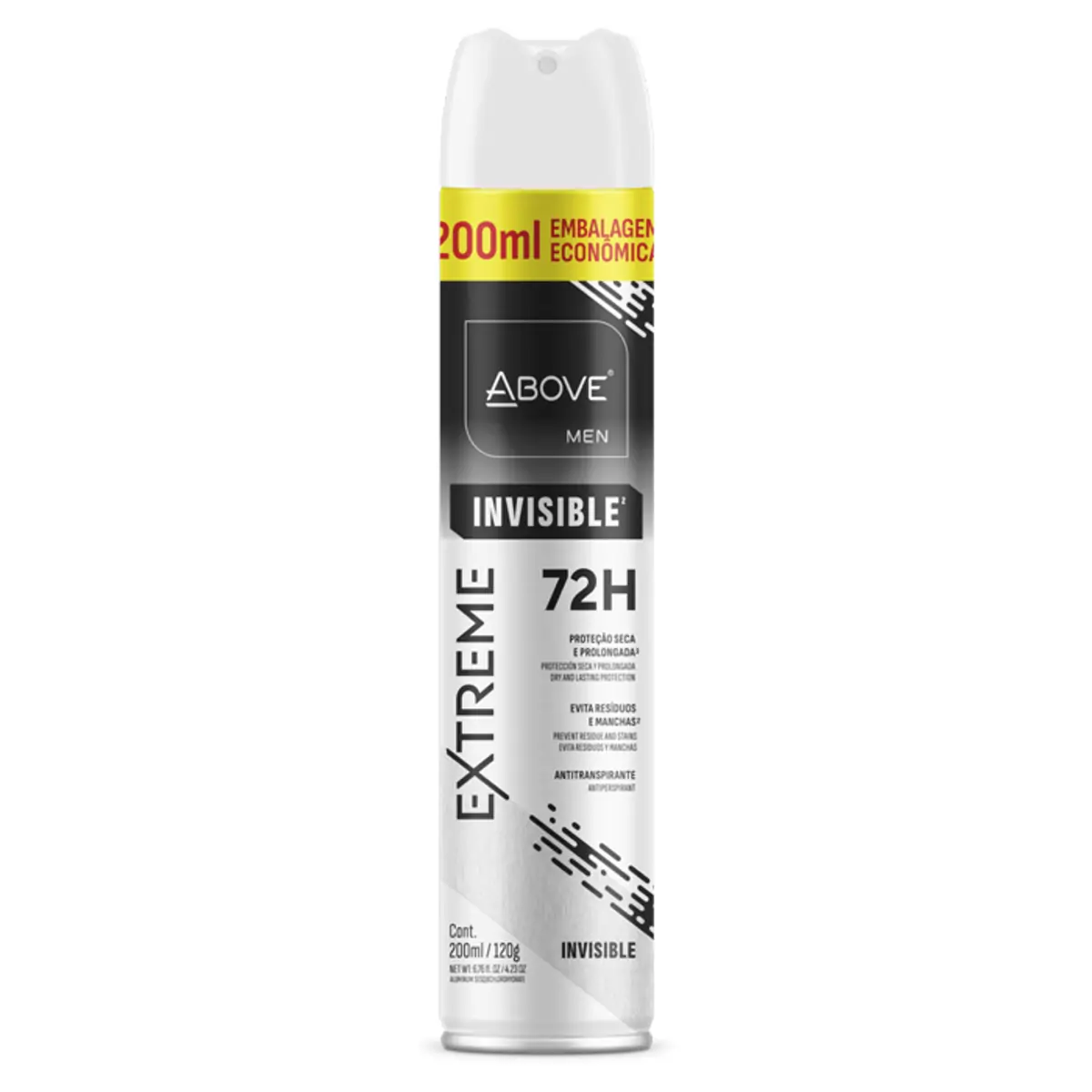 Antitranspirante Aerossol Invisible Above Men Extreme 200ml Spray Embalagem Econômica