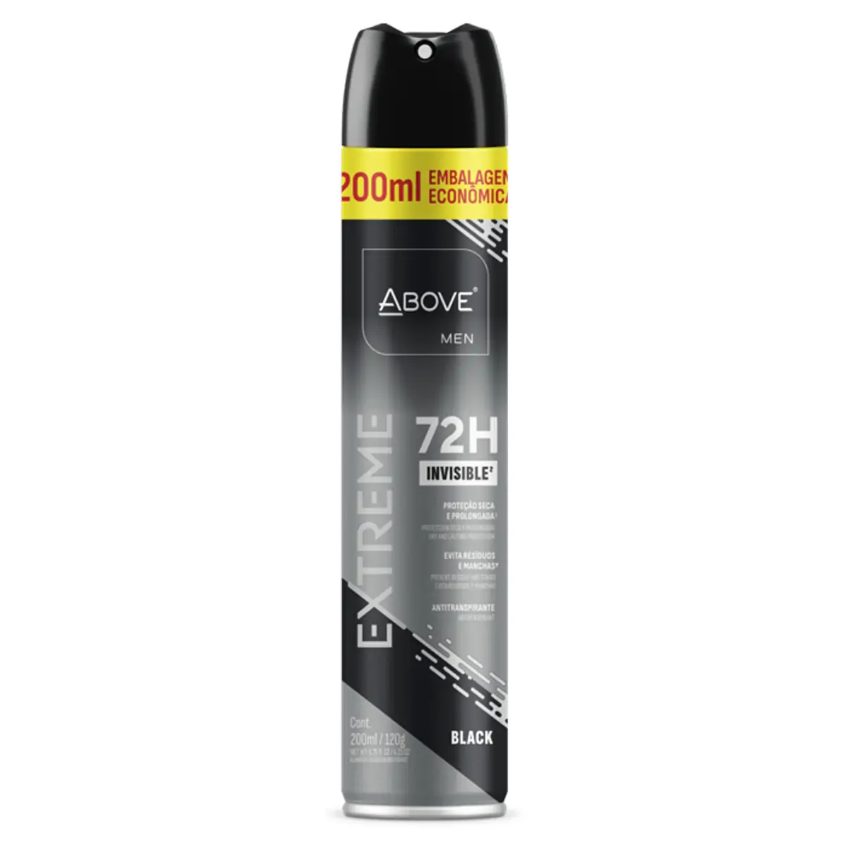 Antitranspirante Aerossol Invisible Black Above Men Extreme 200ml Spray Embalagem Econômica