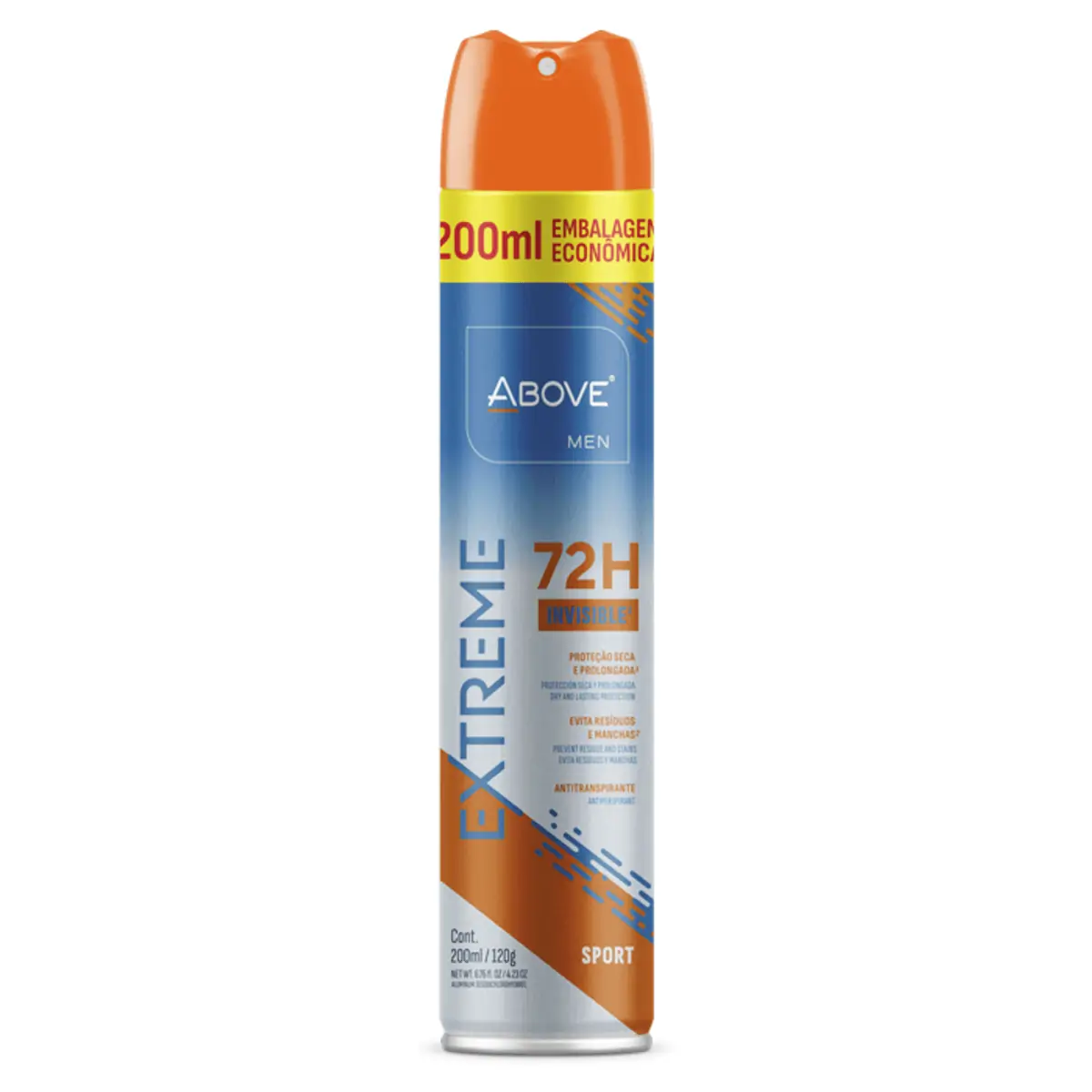 Antitranspirante Aerossol Invisible Sport Above Men Extreme 200ml Spray Embalagem Econômica