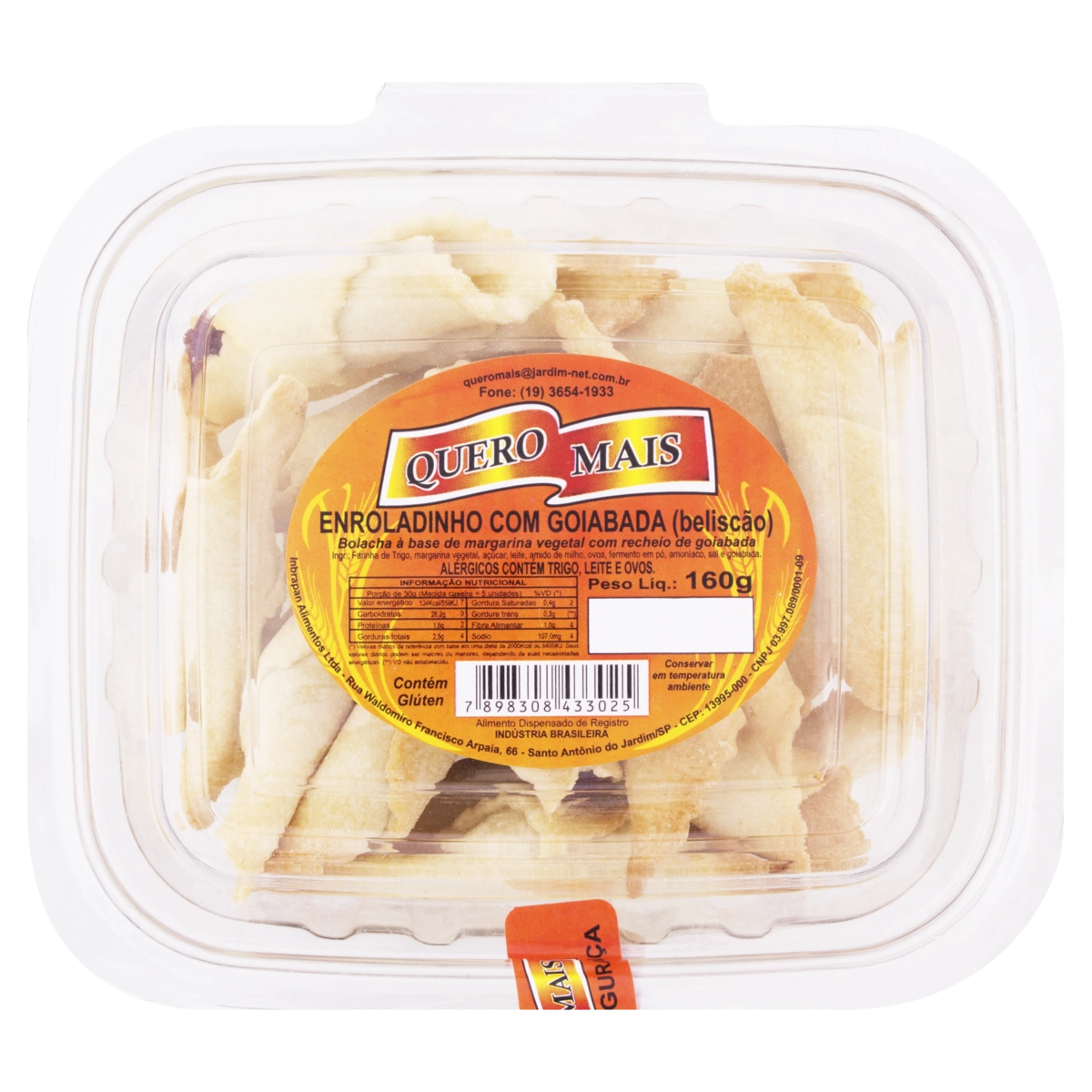 Biscoito Enroladinho Goiabada Quero Mais Bandeja 160g