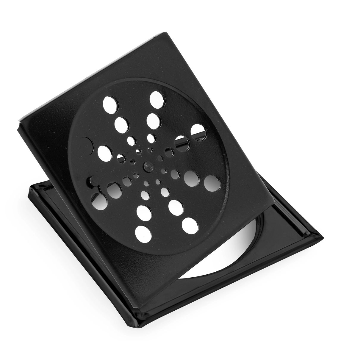 Ralo Grelha Black Preto 15x15 Quadrado Com Caixilho Fecho Sistema Abre E Fecha Para Banheiro