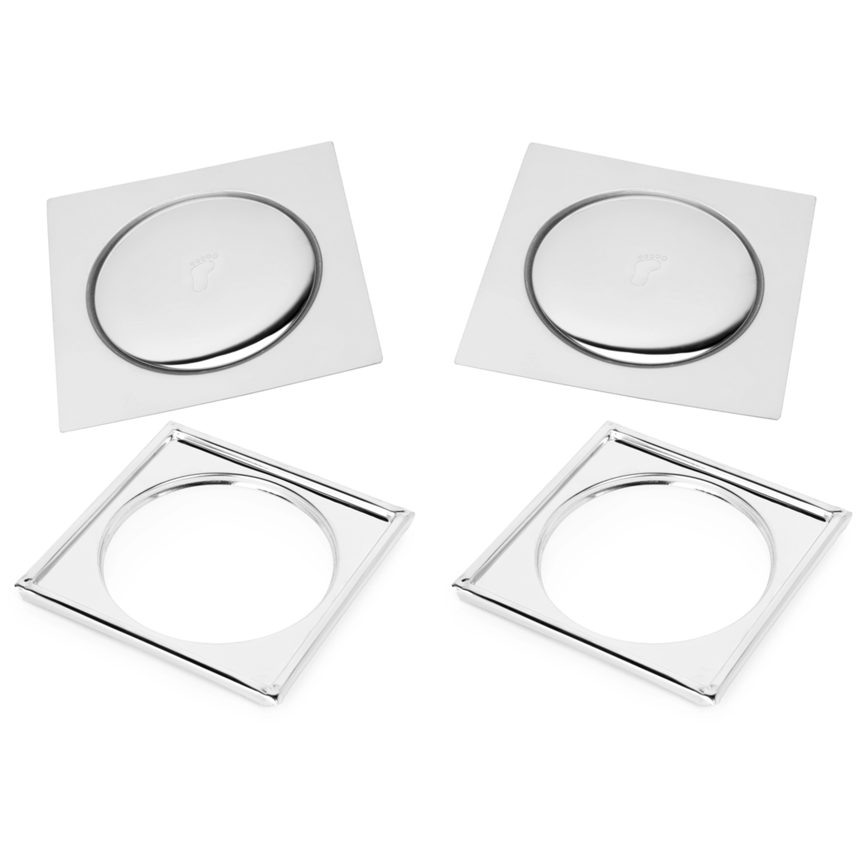 Kit 2 Ralos Inteligente Click 10x10 Quadrado Inox Com Caixilho Para Banheiro Veda Cheiro Anti Odor