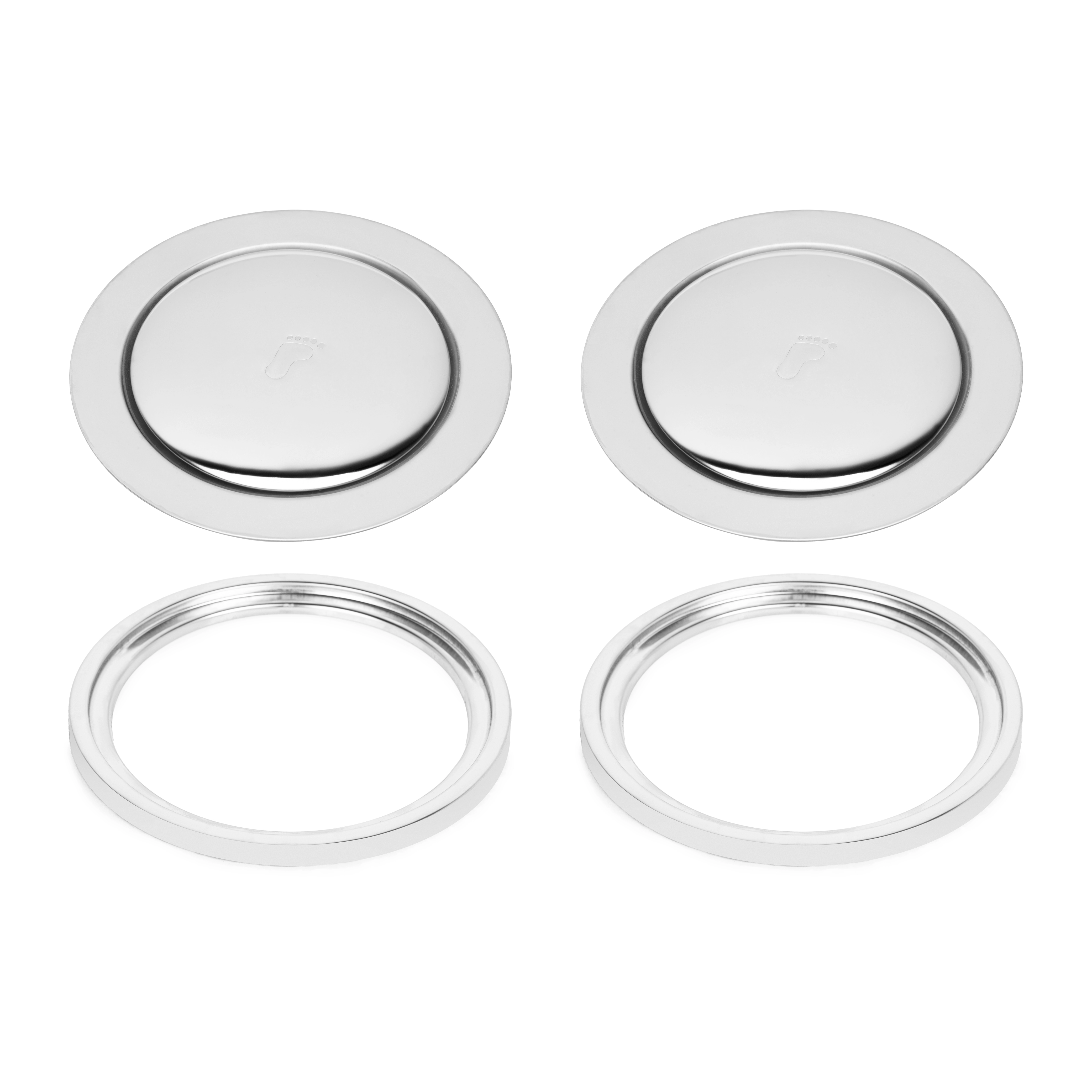 Kit 2 Ralos Inteligente Click 15x15 Redondo Inox Com Caixilho Para Banheiro Veda Cheiro Anti Odor