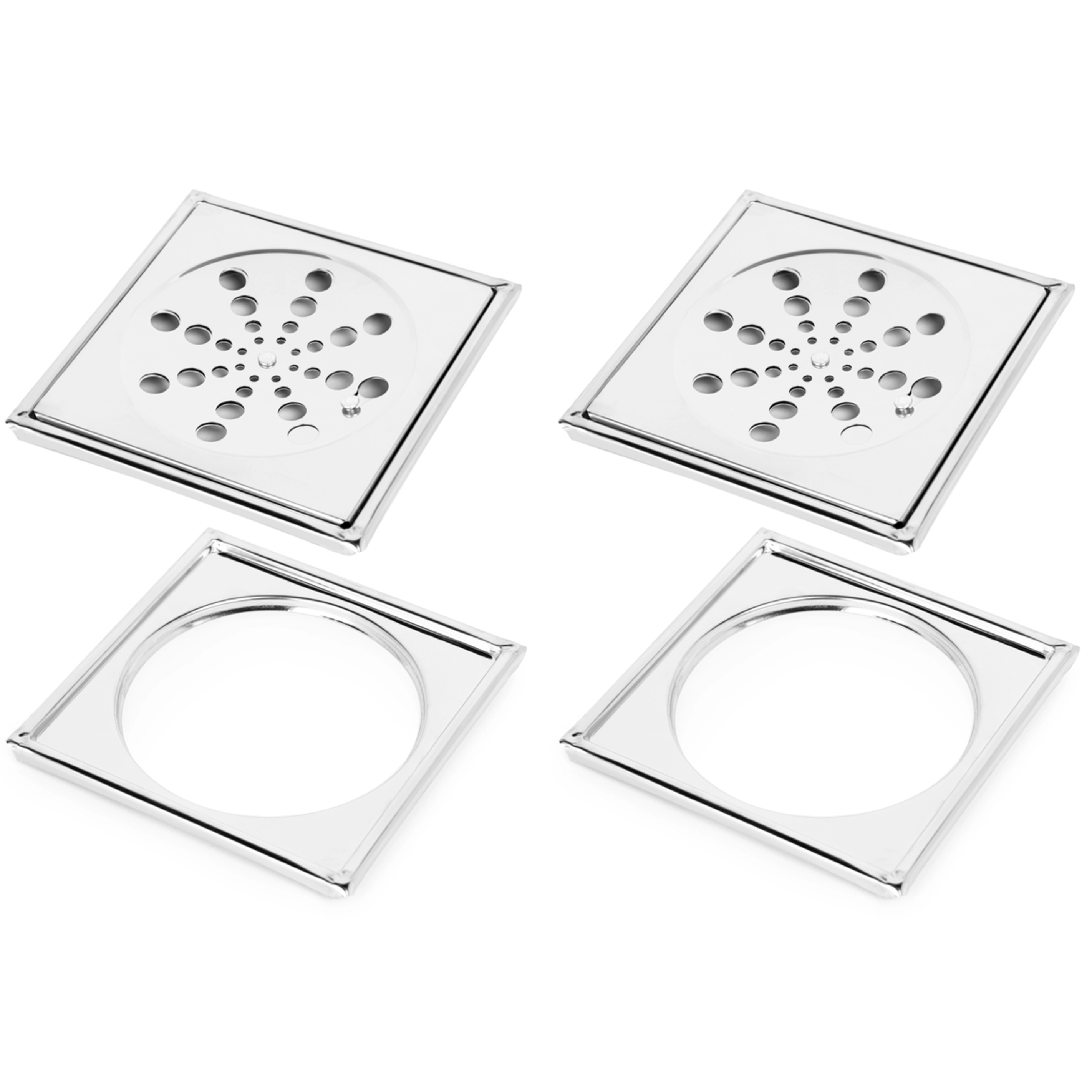 Kit 2 Ralos Grelha 15x15 Quadrado Com Caixilho Fecho Sistema Abre E Fecha Para Banheiro