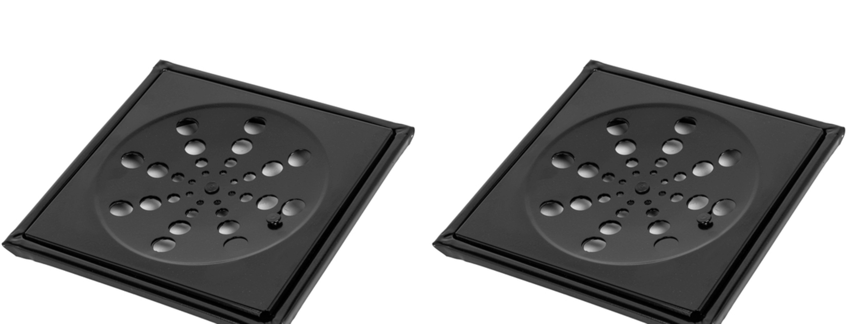 Kit 2 Ralos Grelha Black Preto15x15 Quadrado Com Fecho Sistema Abre E Fecha Para Banheiro