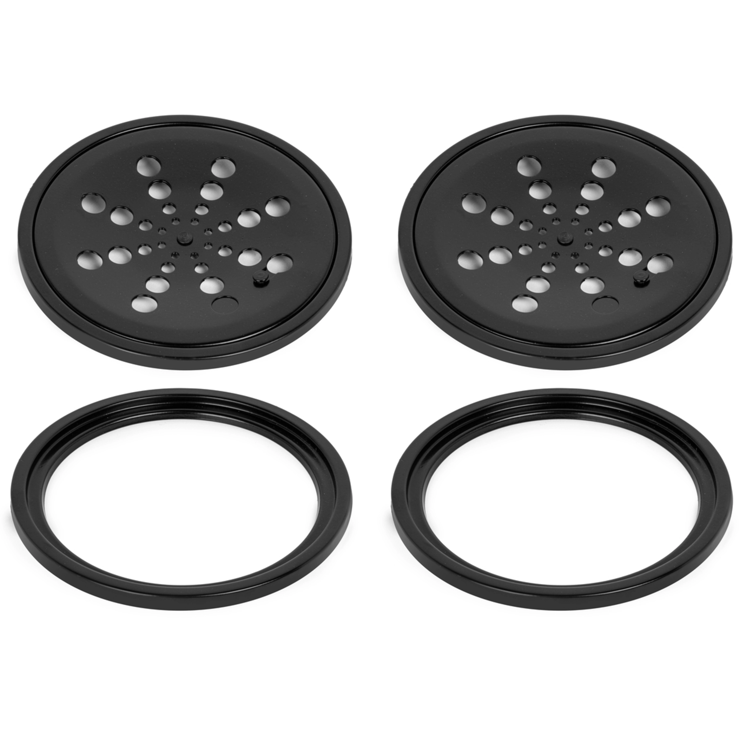 Kit 2 Ralos Grelha Black Preto 10x10 Redondo Com Caixilho Fecho Sistema Abre E Fecha Para Banheiro