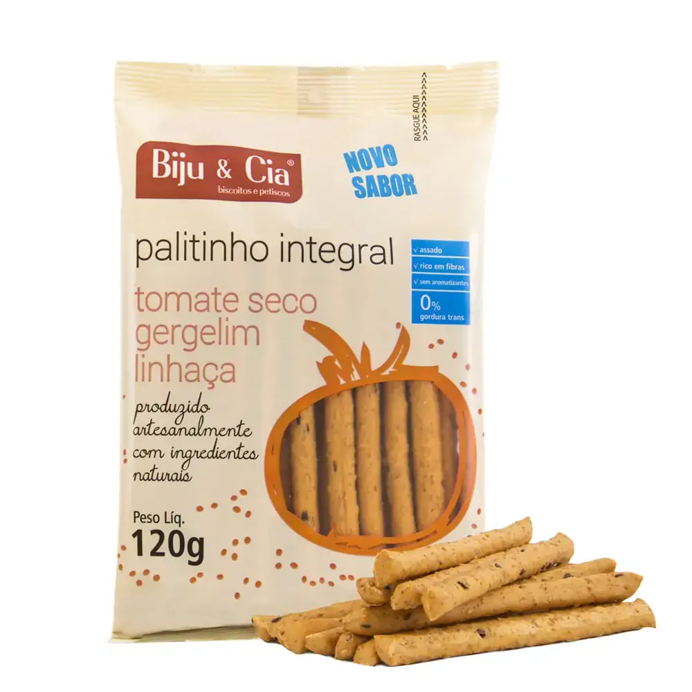 Palito Integral Tomate Seco E Linhaca 120gr Biju Cia
