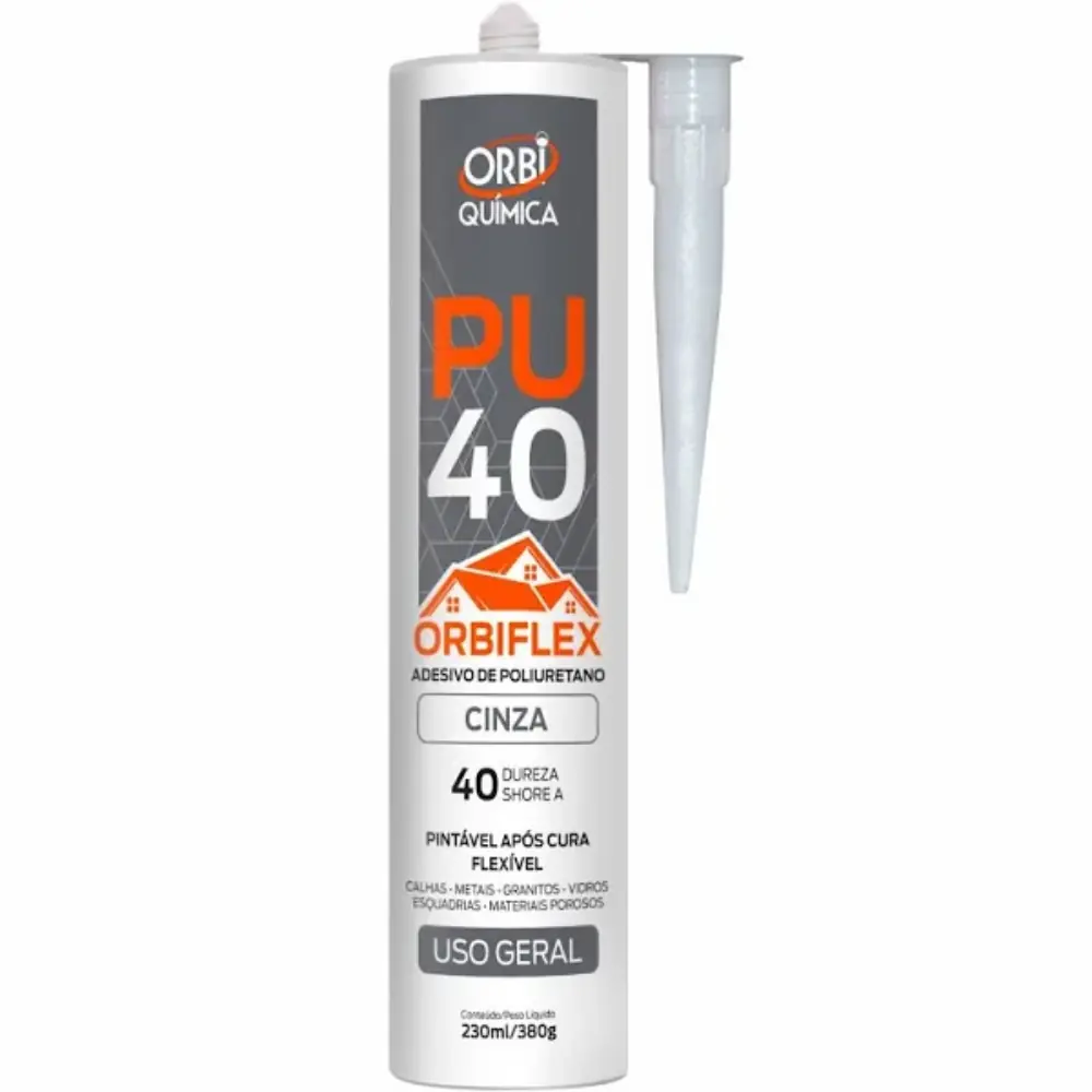 Adesivo Selante Pu 40 380g 230ml Orbi Quimica Cinza