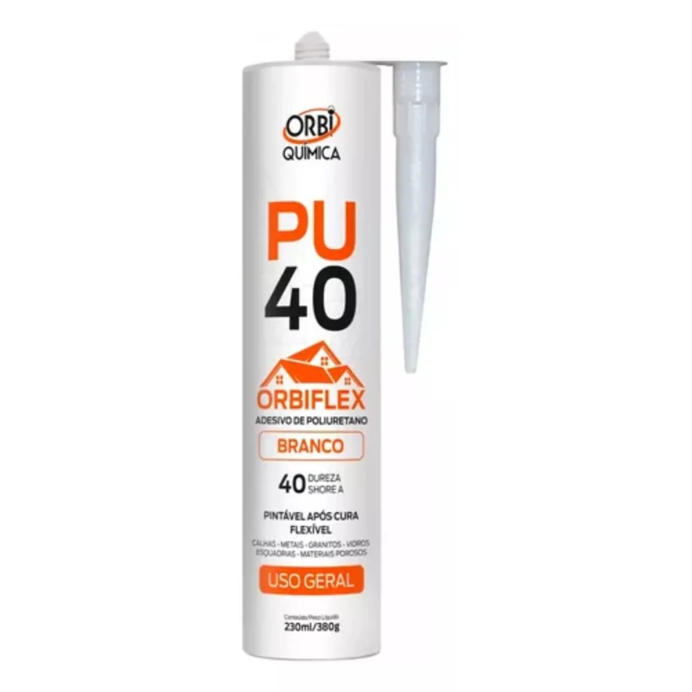 Adesivo Selante Pu 40 380g 230ml Orbi Quimica Branco