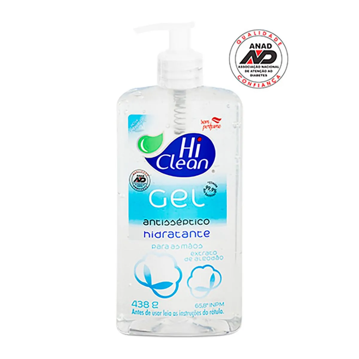 Gel Antisséptico Hi Clean Extrato de Algodão 438g