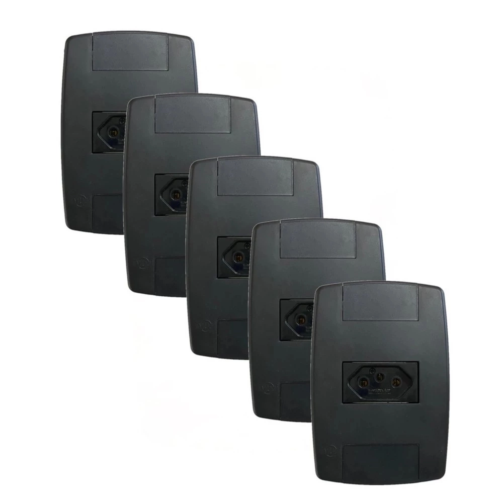 Kit 5 Tomada Elétrica Preta 2p+t 20a 250v Placa 4x2 Ilumi