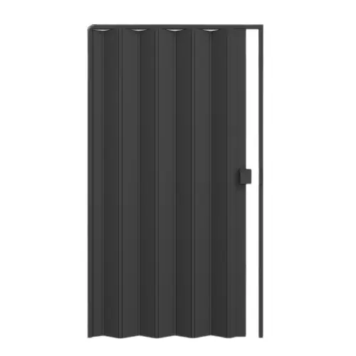 Porta Sanfonada Lisa de Plástico PVC Preta com fechadura 2,10x1,10m Permatti