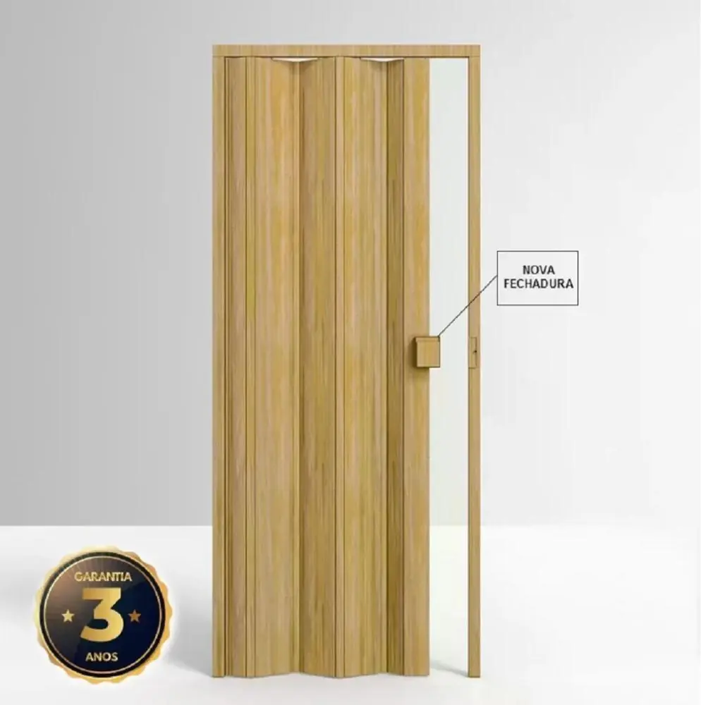Porta de PVC Sanfonada 210x72cm Permatti Cerejeira Madeira