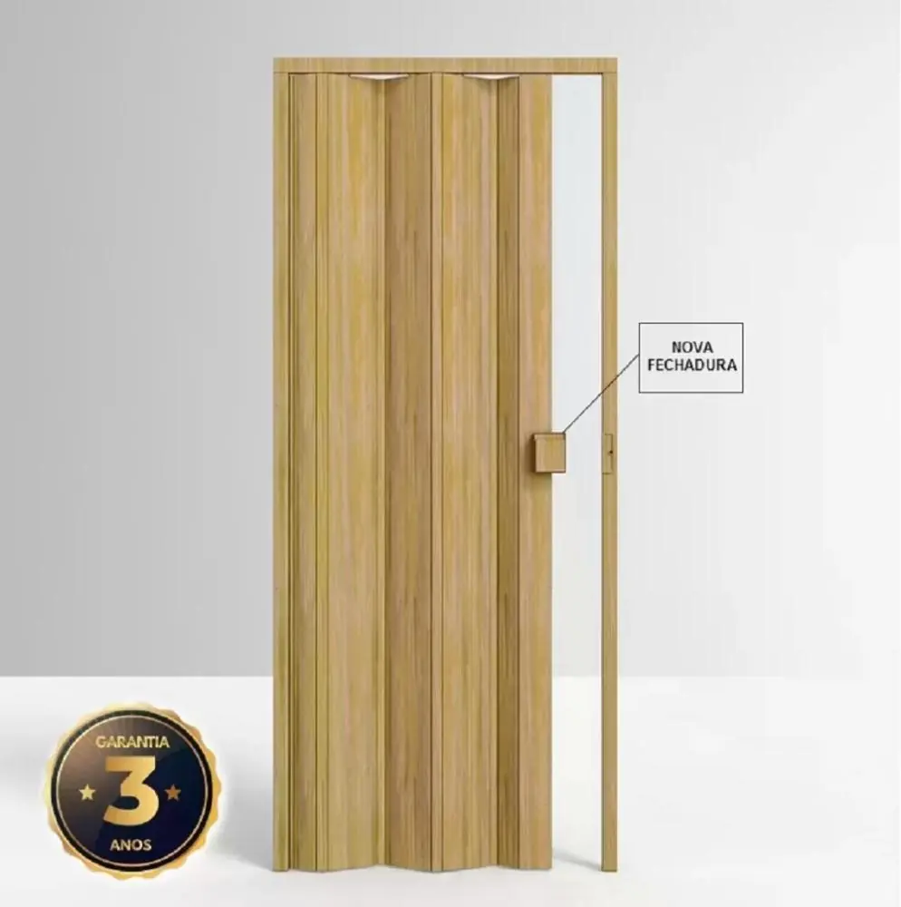 Porta de PVC Sanfonada 210x85cm Permatti Cerejeira Madeira