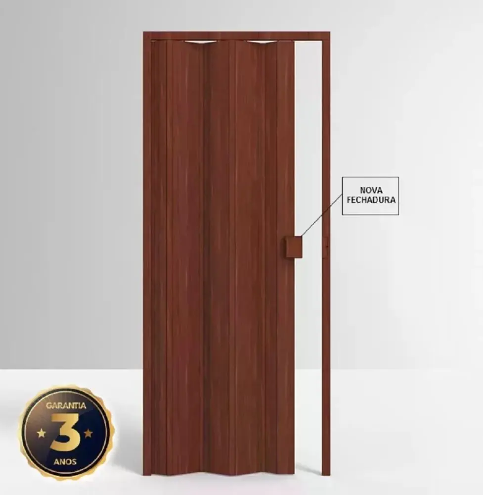 Porta de PVC Sanfonada 210x60cm Permatti Mogno Madeira