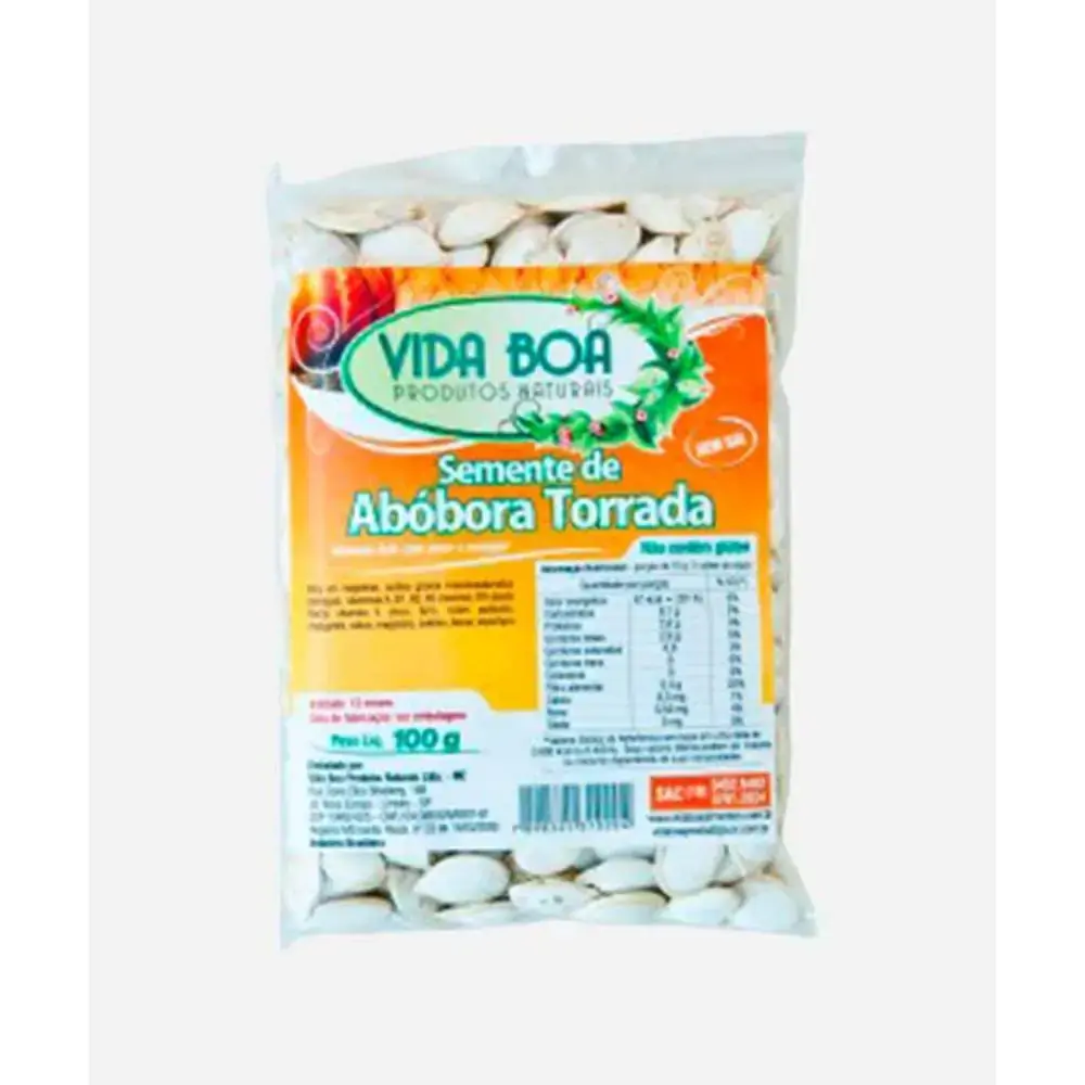 Semente De Abobora Tostada Sem Sal 100g Vida Boa