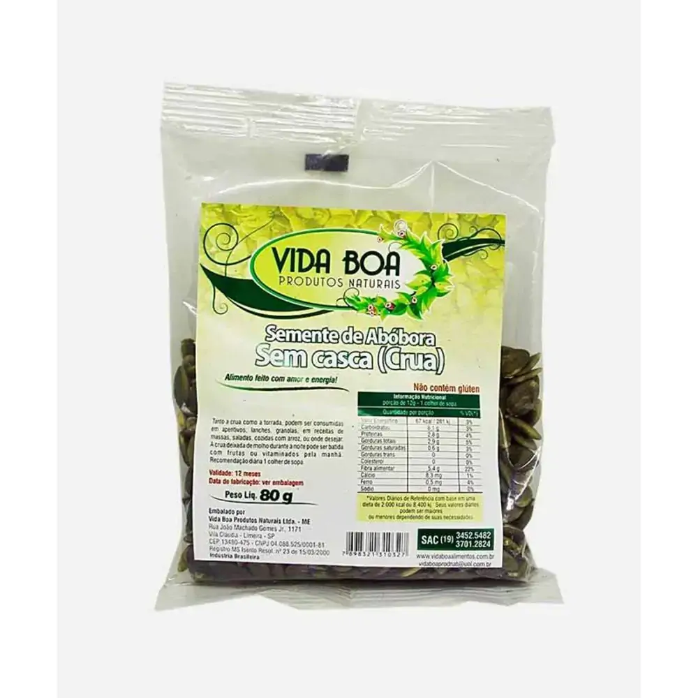 Semente De Abobora Crua 80g Vida Boa