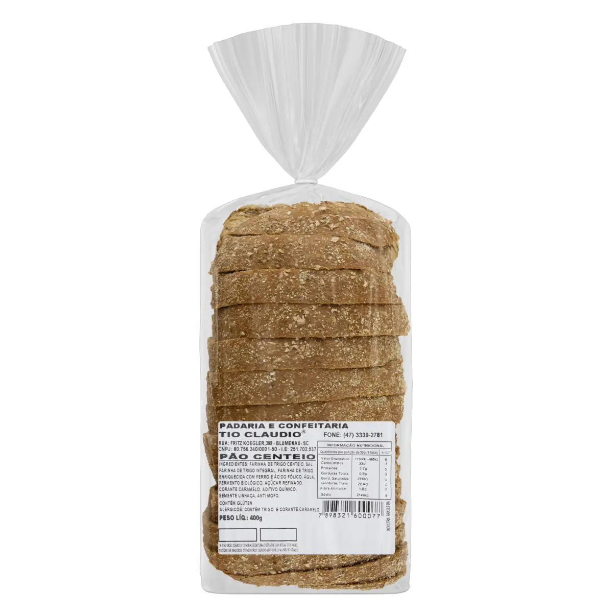 Pão Centeio Tio Claudio Pacote 400g