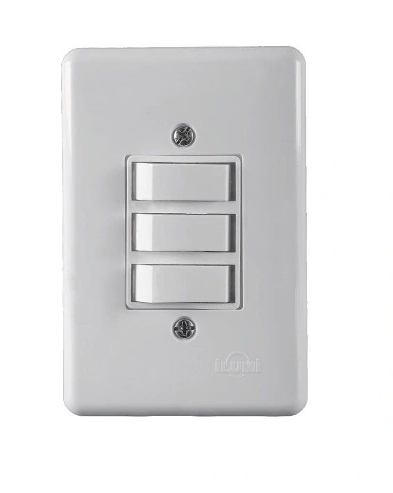 Interruptor Stylus 3teclas Paralelo C/ Placa 2027 Ilumi - Unico