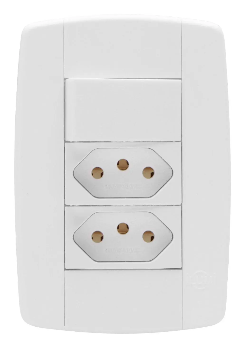 Interruptor Elétrico 1 Tecla E 2 Tomadas Branco Completo 10a Linha Lev -ilumi