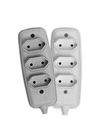 Tomada Em Barra Tripla Bipolar 2p 10a 250v Branca - Ilumi