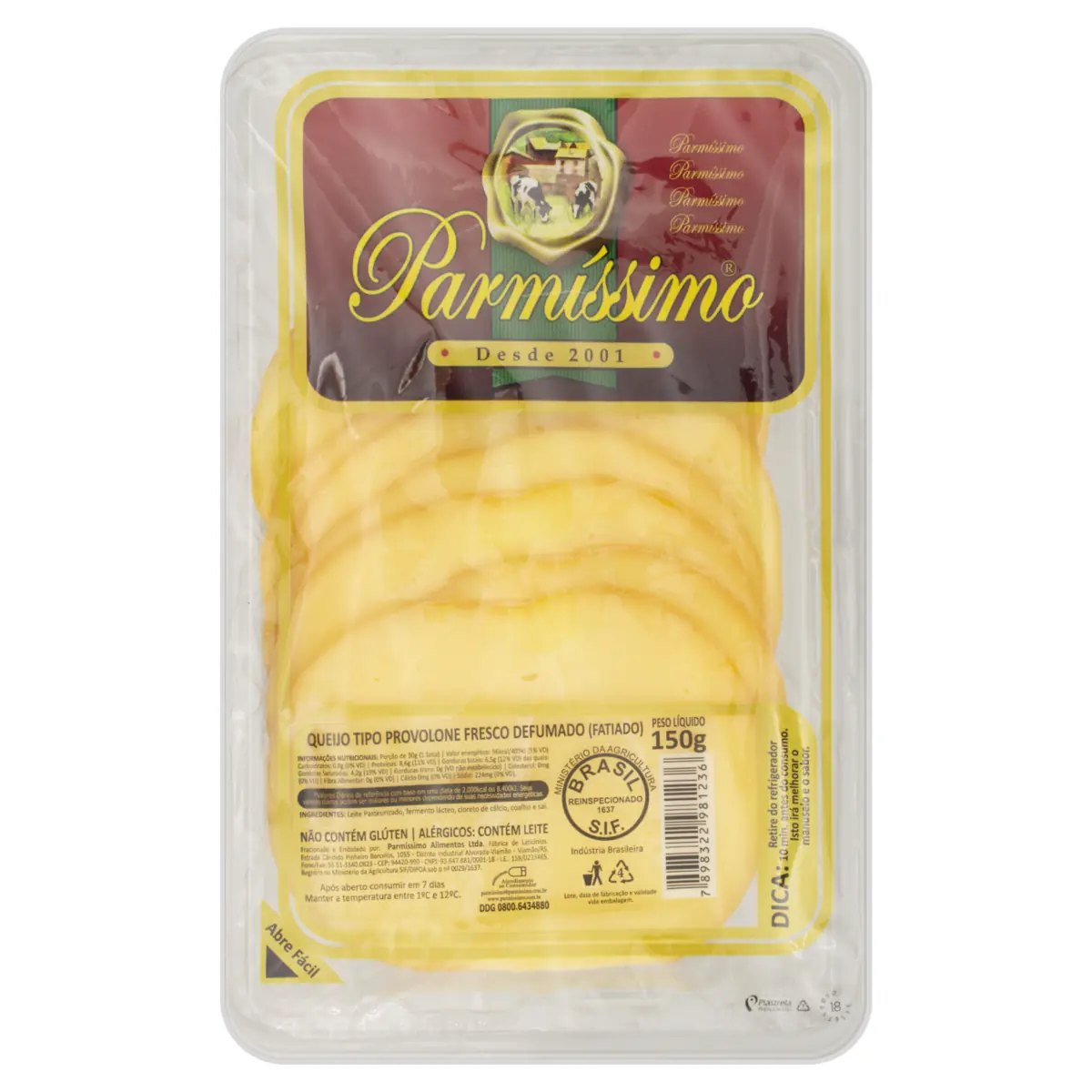 Queijo Provolone Defumado Fatiado Parmíssimo 150g
