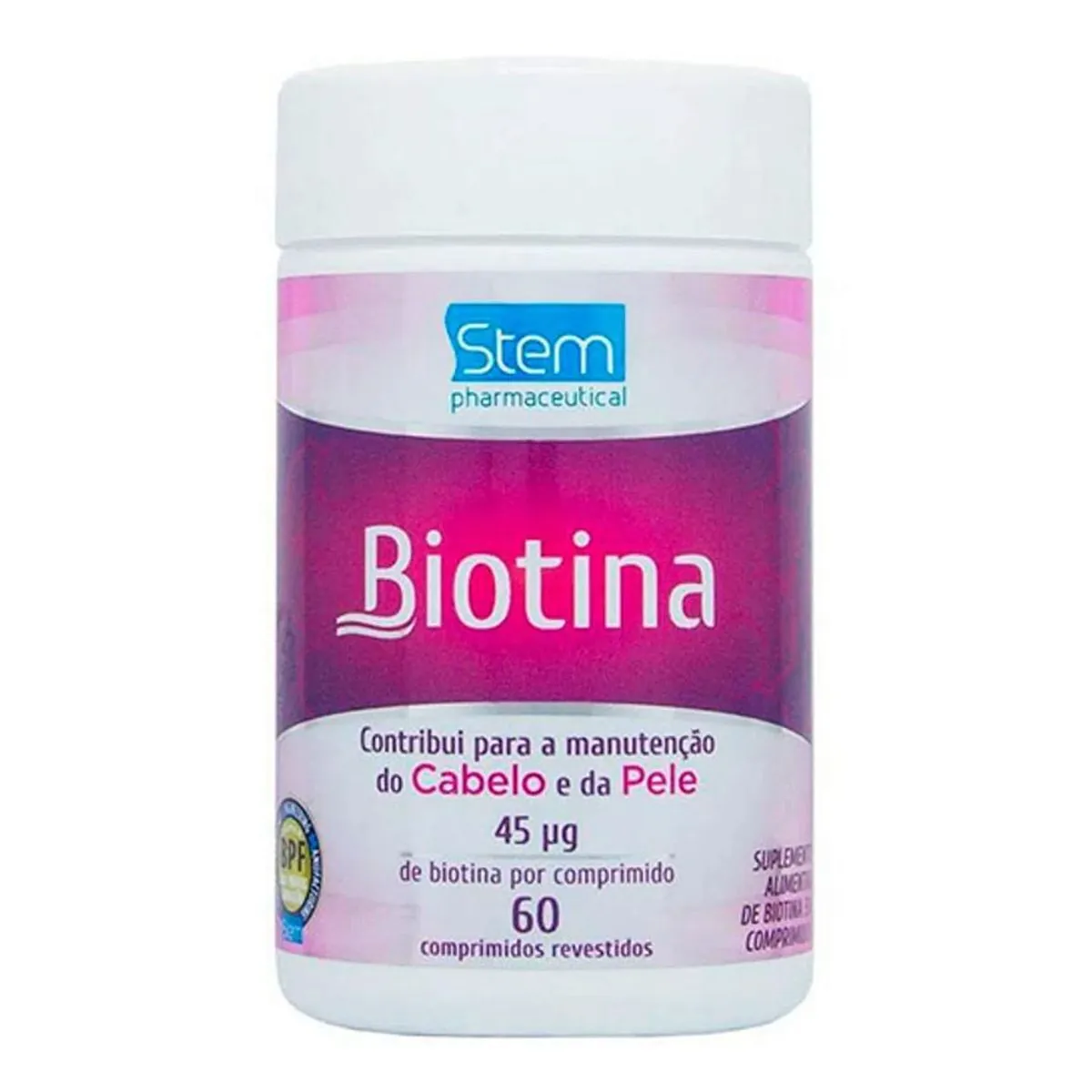 Suplemento Alimentar Biotina 45g Stem 60 Comprimidos - Suplemento Alimentar Biotina 45g Stem 60 Com