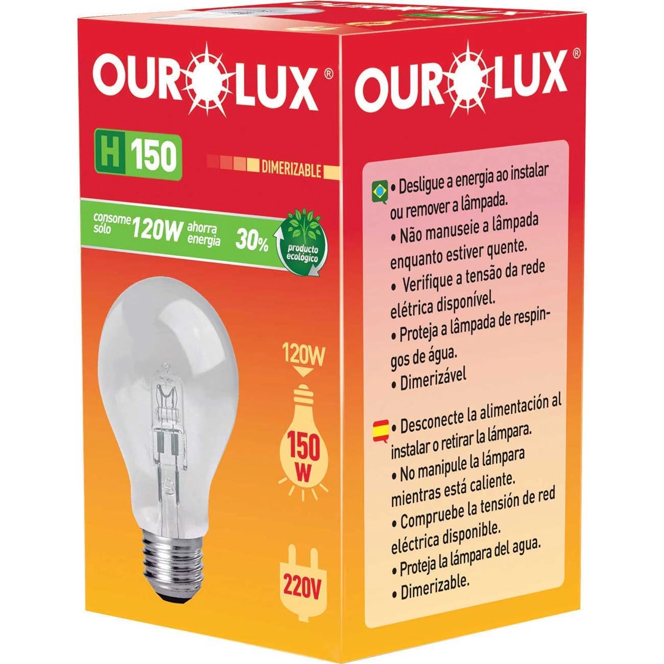 Lampada Halogena Clara H150 120w 220v Ourolux