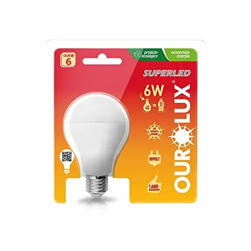 Lampada Ourolux Led Bulbo 6w Amarela