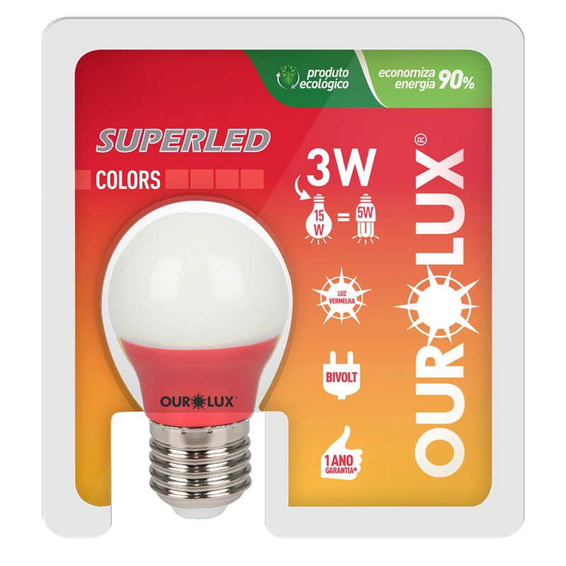 Lamp Ourolux Superled S30 Colors 3w Biv Vermelha
