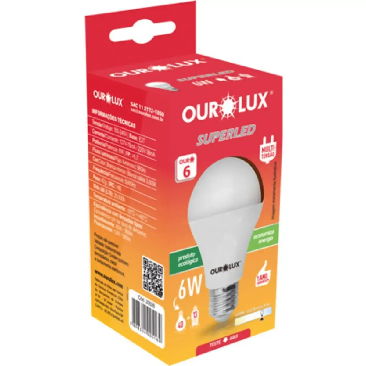 Lâmpada Ourolux Branca Superled 6w