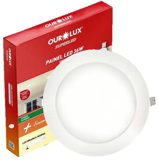 Plafon Painel Redondo Embutir 36w 40cm Branco Quente 2700k