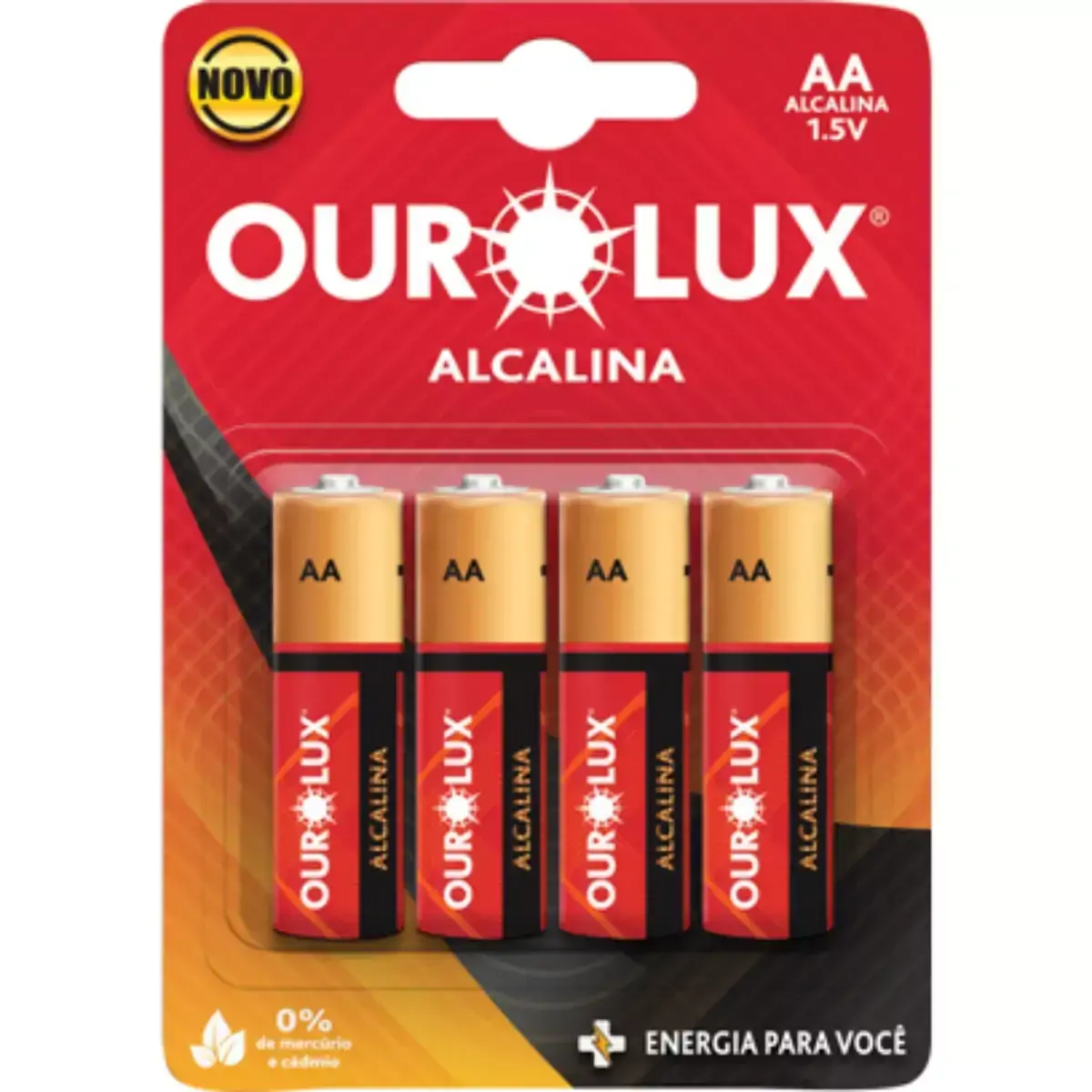 Pilha Alcalina AA Pequena OUROLUX - 4 Unidades
