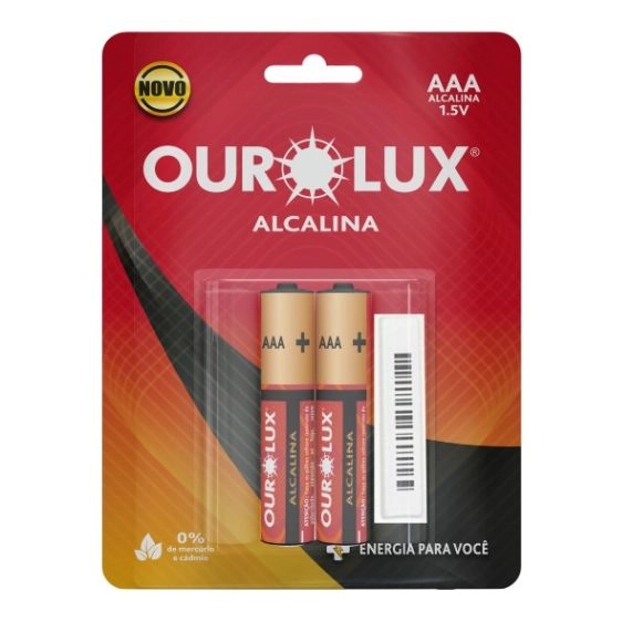 Pilha Alcalina Ourolux Palito Aaa 2u