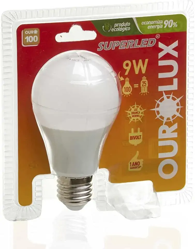 Lâmpada Led Bulbo 9w Bivolt 2700k Amarela Ourolux