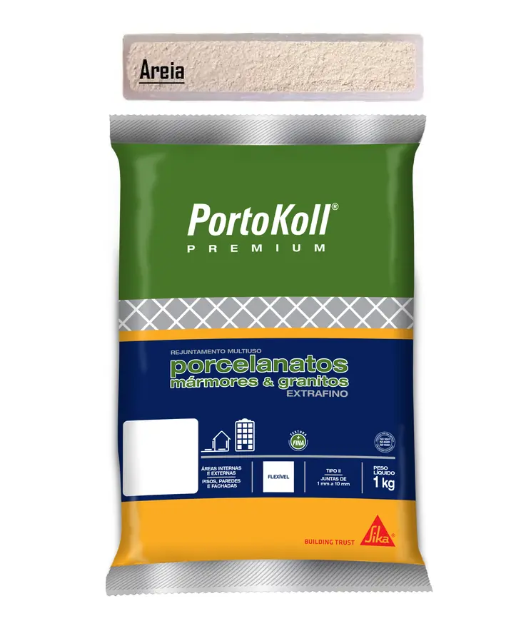 Rejunte Porcelanatos Premium Extrafino Portokoll 1kg - Cor AREIA
