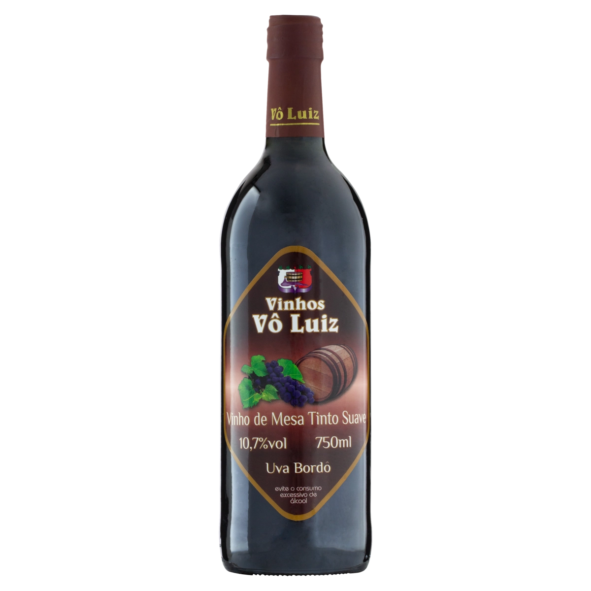 Vinho Brasileiro Tinto Suave Vô Luiz Bordô Garrafa 750ml