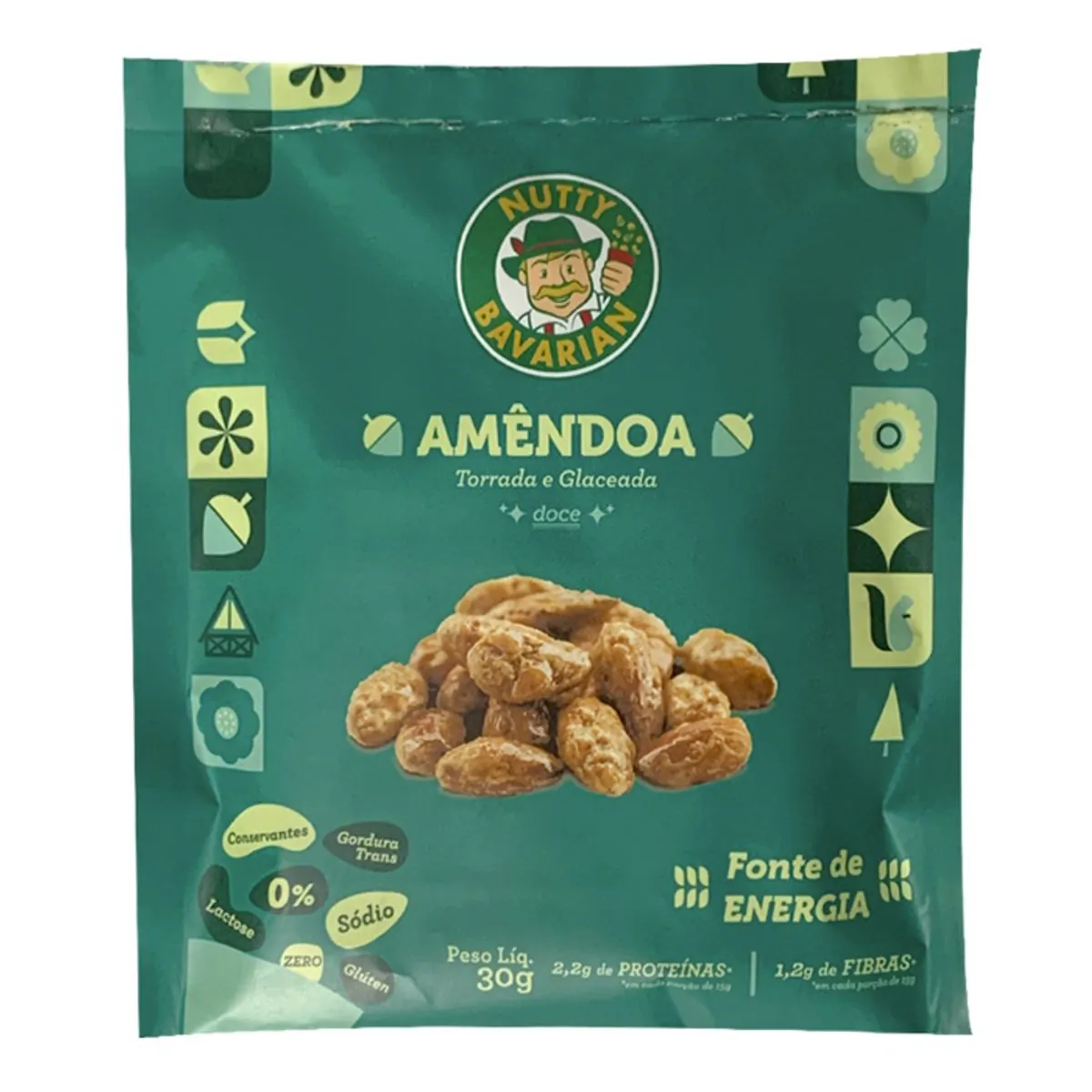Amêndoa Torrada E Glaceada Zero Lactose Nutty Bavarian Pacote 30g