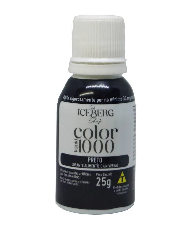 Corante Liquid Alimenticio Universal Preto 25g Iceberg Chef