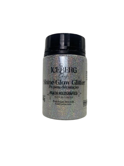 Po P/ Decor. Glow Glitter Prata Holog 40g Iceberg