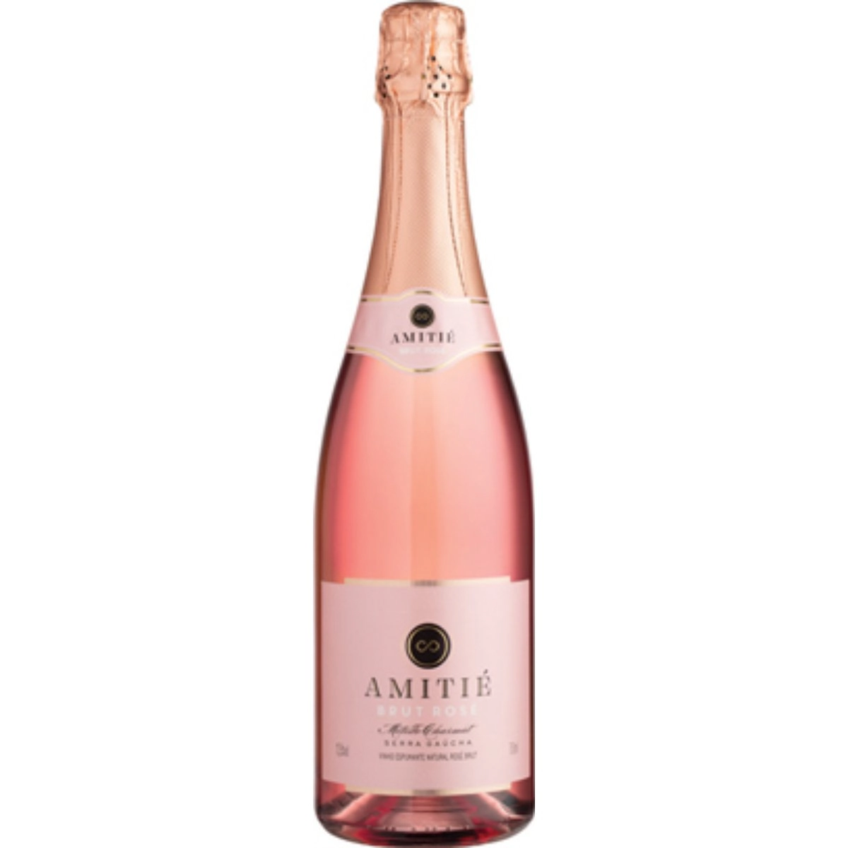Espumante Brasileiro Rosé Brut Amitié Chardonnay Malvasia Merlot Serra Gaúcha Garrafa 750ml
