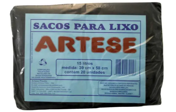 Saco Lixo Preto 15l 20uni Artese