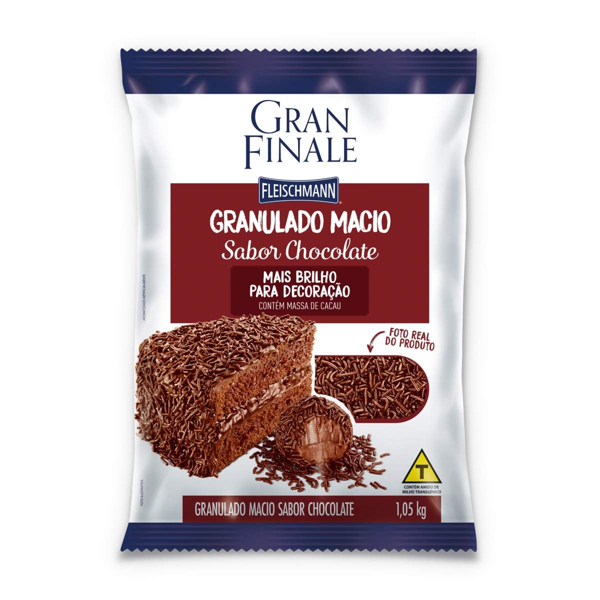 Confeito Granulado Macio Chocolate Fleischmann Gran Finale Pacote 1,05kg