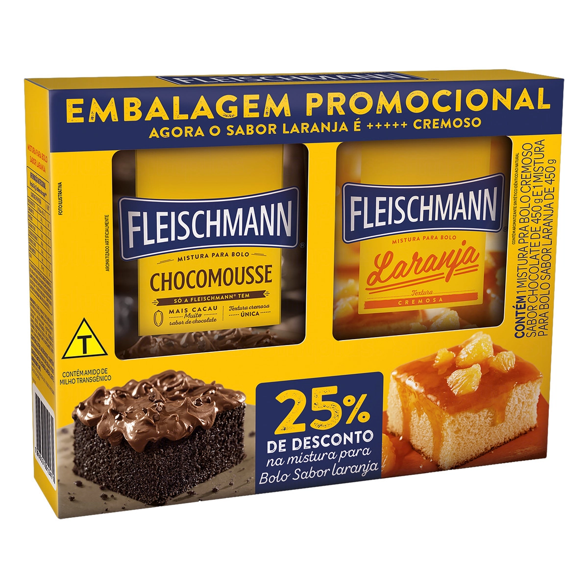 Kit Mistura Para Bolo Cremoso Chocomousse Laranja Fleischmann 450g Cada Grátis 25 De Desconto Na Mis