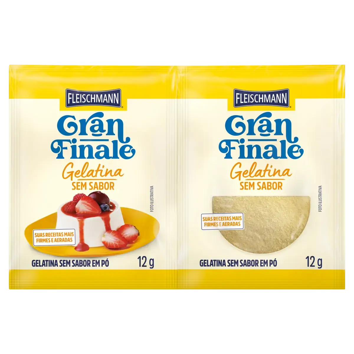 Gelatina Pó Sem Sabor Fleischmann Gran Finale Pacote 2 Unidades 12g Cada