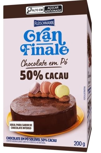 Chocolate Pó Solúvel 50 Cacau Fleischmann Gran Finale Caixa 200g