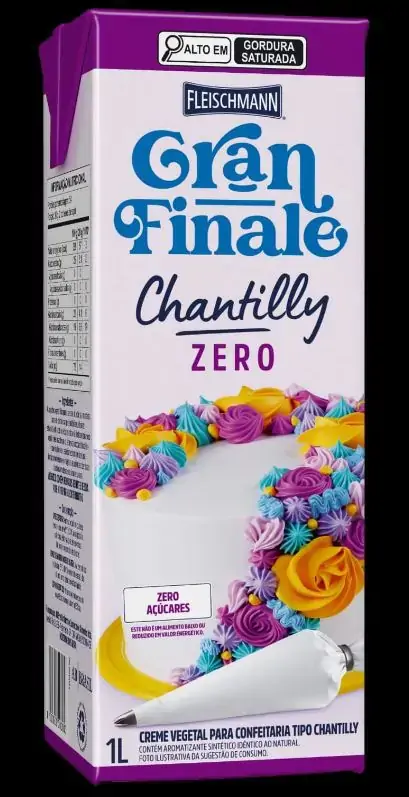 Creme Chantilly Vegetal Zero Açúcar Fleischmann Gran Finale Caixa 1l