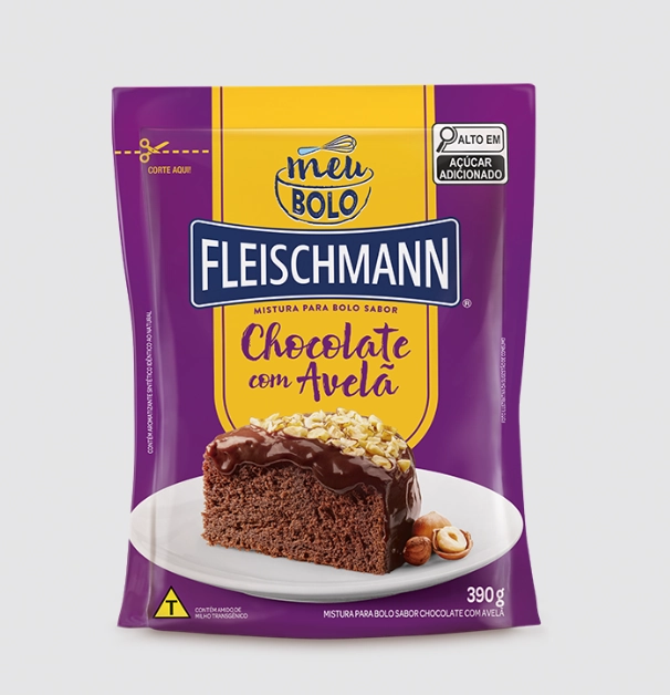 Mistura Para Bolo Chocolate Com Avelã Fleischmann Meu Bolo Sachê 390g