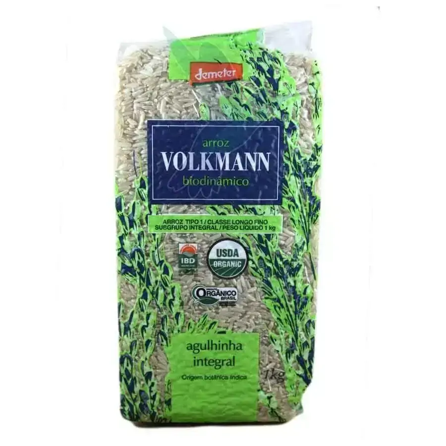 Arroz Integral Agulhinha Orgânico e Biodinâmico a Vácuo 1kg Volkmann
