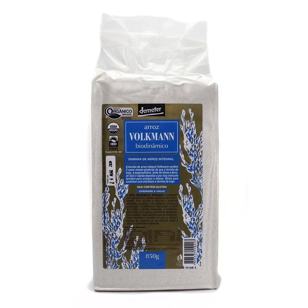 Farinha De Arroz Integral Longo Orgânico Biodinâmico 850gr Volkmann